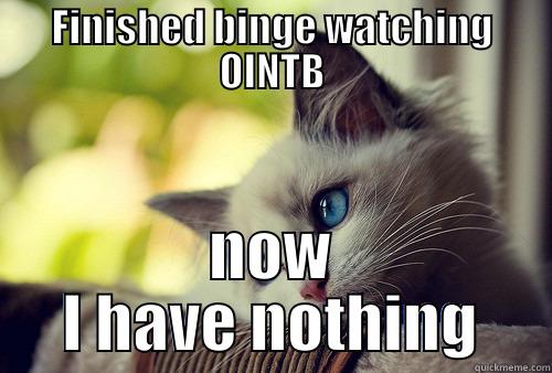 I HAVE NOTHING - FINISHED BINGE WATCHING OINTB NOW I HAVE NOTHING First World Problems Cat