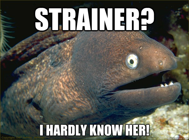 Strainer? I hardly know her!  Bad Joke Eel