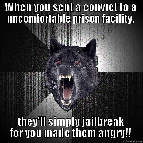 WHEN YOU SENT A CONVICT TO A UNCOMFORTABLE PRISON FACILITY, THEY'LL SIMPLY JAILBREAK FOR YOU MADE THEM ANGRY!! Insanity Wolf