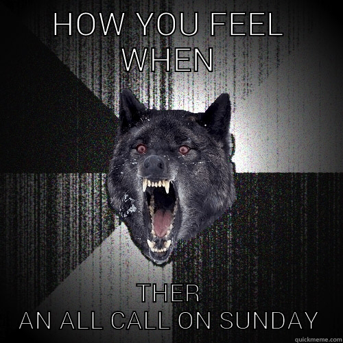 HOW YOU FEEL WHEN THERE'S AN ALL CALL ON SUNDAY Insanity Wolf