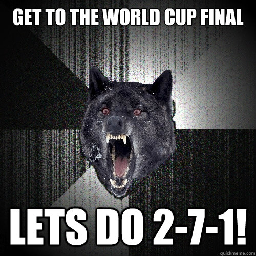 Get to the World Cup Final Lets do 2-7-1!  Insanity Wolf