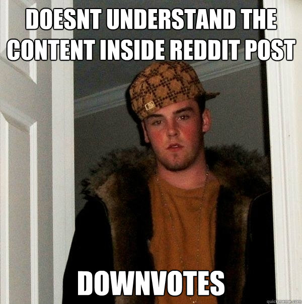 Doesnt understand the content inside reddit post Downvotes  Scumbag Steve