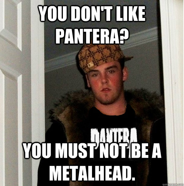 You don't like Pantera? You must not be a metalhead.  Scumbag Metalhead