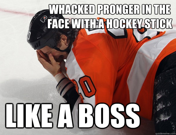 Whacked Pronger in the face with a hockey stick Like a Boss  