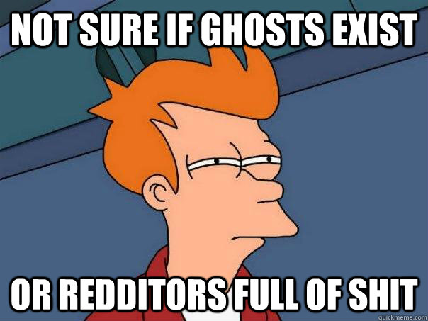 not sure if ghosts exist or redditors full of shit  Futurama Fry