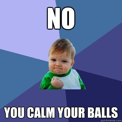 no you calm your balls  Success Kid