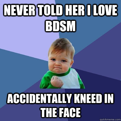 Never told her I love BDSM accidentally kneed in the face  Success Kid