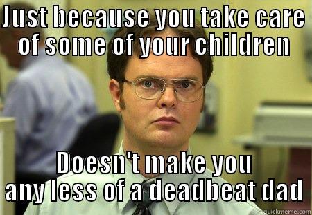 #Truth #Deadbeatdaddy - JUST BECAUSE YOU TAKE CARE OF SOME OF YOUR CHILDREN DOESN'T MAKE YOU ANY LESS OF A DEADBEAT DAD Schrute