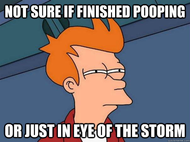 NOT SURE IF FINISHED POOPING OR JUST IN EYE OF THE STORM - NOT SURE IF FINISHED POOPING OR JUST IN EYE OF THE STORM  Futurama Fry