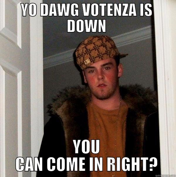 THE SERVER IS DOWN - YO DAWG VOTENZA IS DOWN YOU CAN COME IN RIGHT? Scumbag Steve