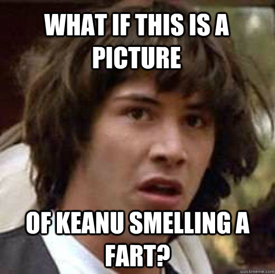 What if this is a picture of keanu smelling a fart?  conspiracy keanu