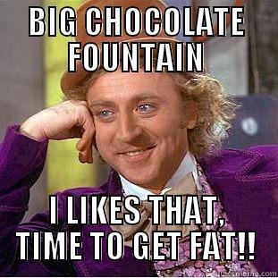 BIG CHOCOLATE FOUNTAIN I LIKES THAT, TIME TO GET FAT!! Condescending Wonka