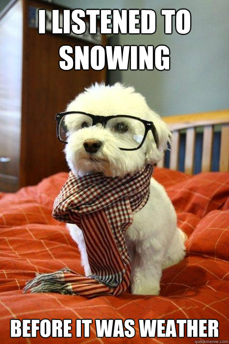 I listened to snowing  BEFORE IT WAS WEATHER  Hipster Dog