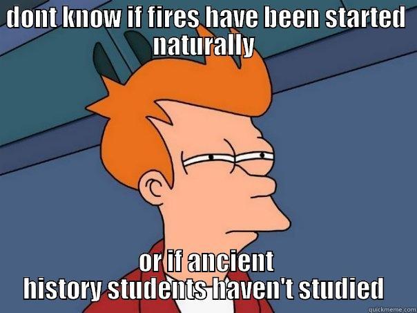 DONT KNOW IF FIRES HAVE BEEN STARTED NATURALLY  OR IF ANCIENT HISTORY STUDENTS HAVEN'T STUDIED  Futurama Fry