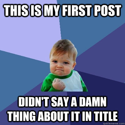 This is my first post Didn't say a damn thing about it in title  Success Kid