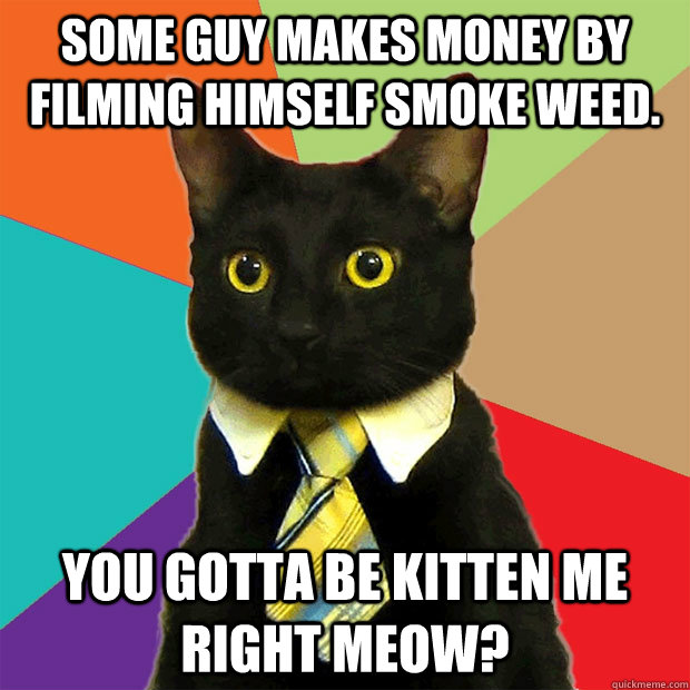 Some guy makes money by filming himself smoke weed. You gotta be kitten me right meow?  Business Cat