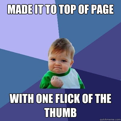 made it to top of page with one flick of the thumb  Success Kid