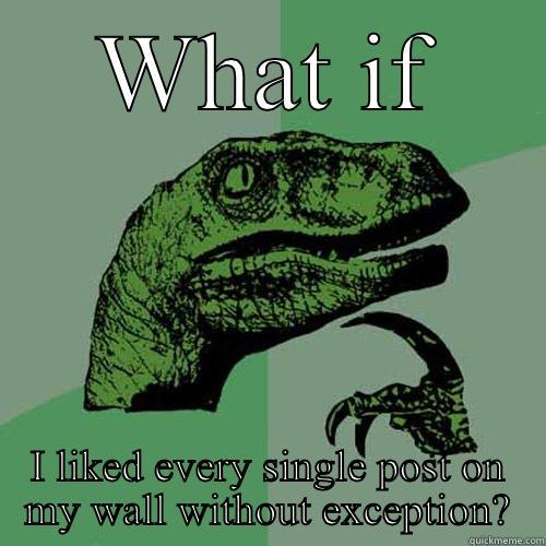 WHAT IF I LIKED EVERY SINGLE POST ON MY WALL WITHOUT EXCEPTION? Philosoraptor