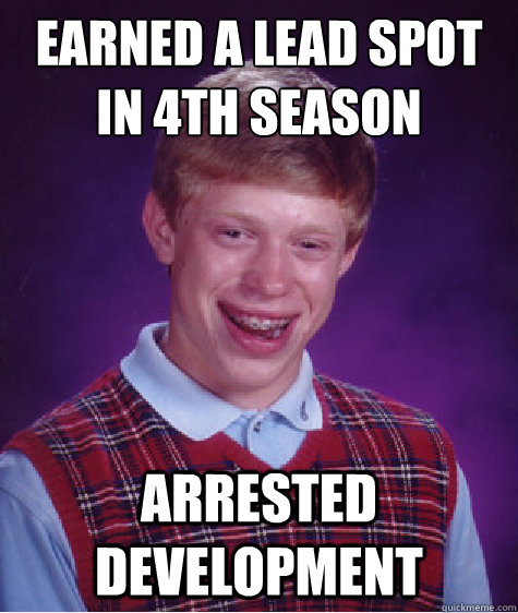 Earned a lead spot in 4th season Arrested Development  Bad Luck Brian