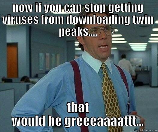 NOW IF YOU CAN STOP GETTING VIRUSES FROM DOWNLOADING TWIN PEAKS.... THAT WOULD BE GREEEAAAATTT... Office Space Lumbergh