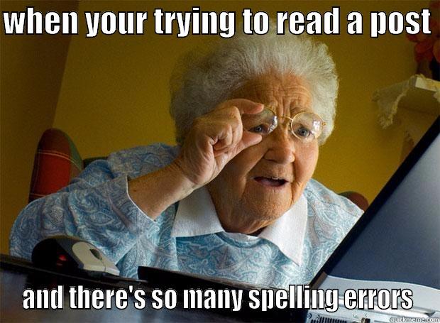 WHEN YOUR TRYING TO READ A POST  AND THERE'S SO MANY SPELLING ERRORS Grandma finds the Internet