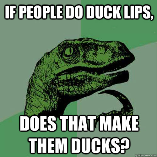 If people do duck lips,  does that make them ducks?  Philosoraptor