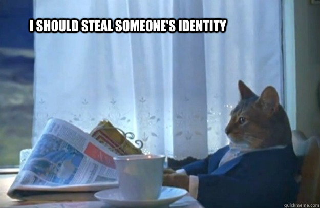 i should steal someone's identity  Sophisticated Cat