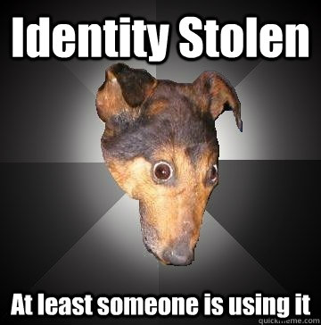 Identity Stolen At least someone is using it  Depression Dog