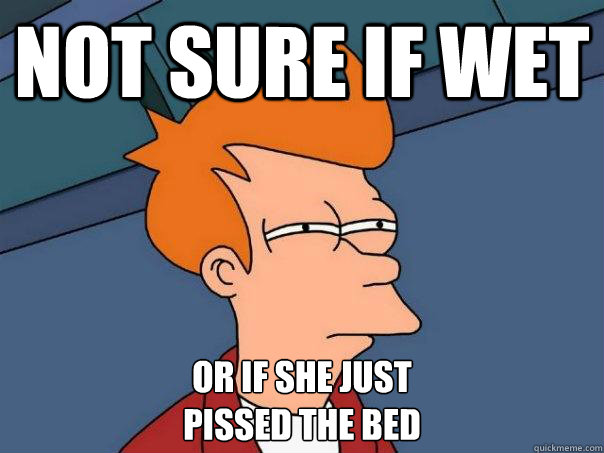 not sure if wet or if she just 
pissed the bed  Futurama Fry