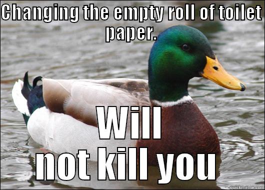 CHANGING THE EMPTY ROLL OF TOILET PAPER. WILL NOT KILL YOU  Actual Advice Mallard