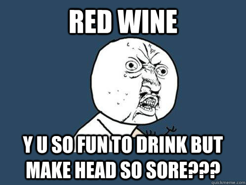 RED WINE y u so fun to drink but make head so sore???  Y U No