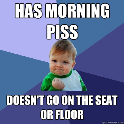 Has morning piss doesn't go on the seat or floor  Success Kid