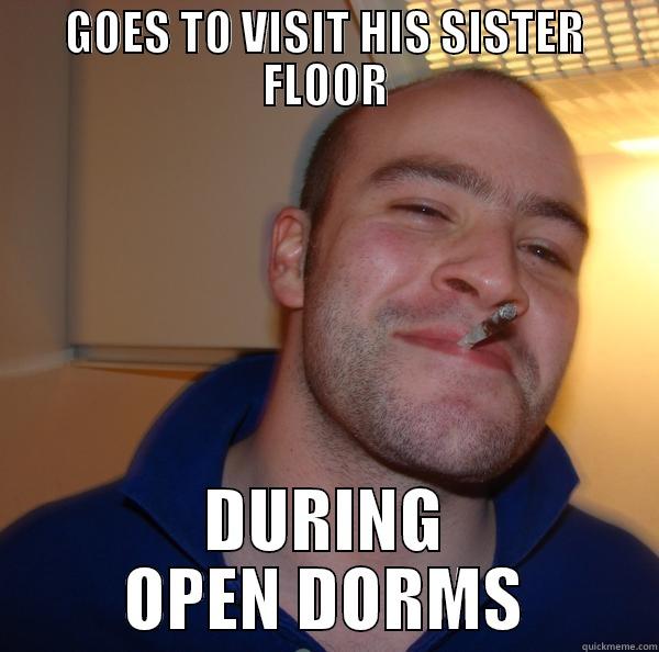 GOES TO VISIT HIS SISTER FLOOR DURING OPEN DORMS Good Guy Greg 