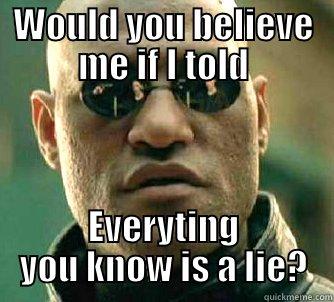 WOULD YOU BELIEVE ME IF I TOLD EVERYTING YOU KNOW IS A LIE? Matrix Morpheus