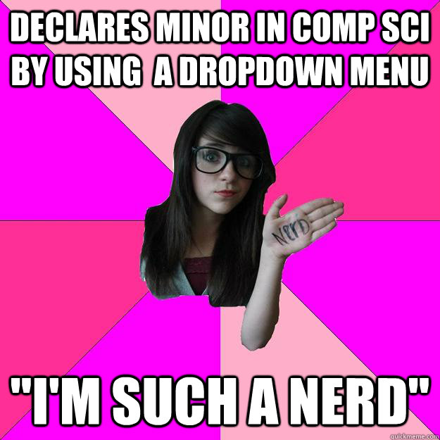 Declares minor in comp sci by using  a dropdown menu 