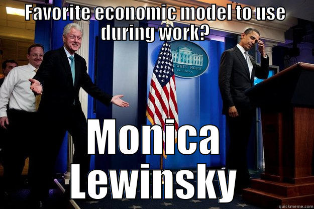 FAVORITE ECONOMIC MODEL TO USE DURING WORK? MONICA LEWINSKY Inappropriate Timing Bill Clinton