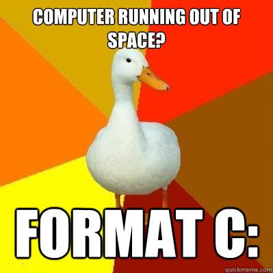 Computer Running out of Space? Format C:  Tech Impaired Duck