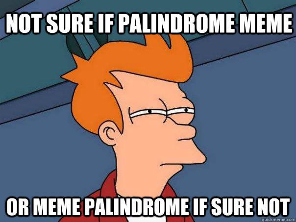 Not sure if palindrome meme or meme palindrome if sure not  Futurama Fry