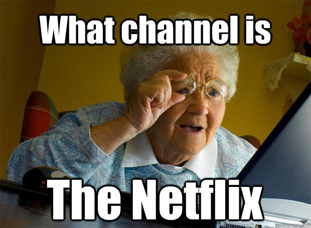 What channel is The Netflix   Caption 5 goes here  Grandma finds the Internet