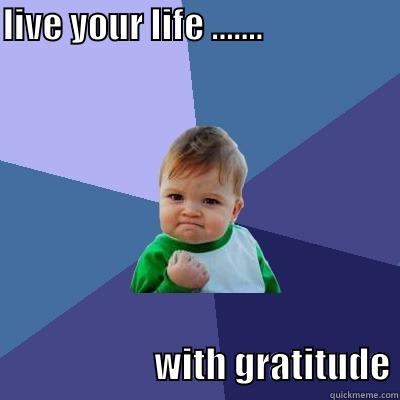 LIVE YOUR LIFE .......                                            WITH GRATITUDE Success Kid