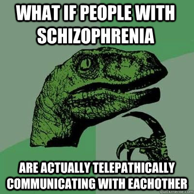 What if people with schizophrenia are actually telepathically communicating with eachother   Philosoraptor