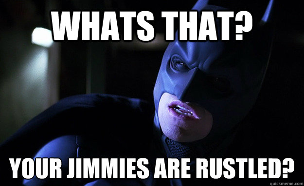 whats that? your jimmies are rustled?  Confused Batman