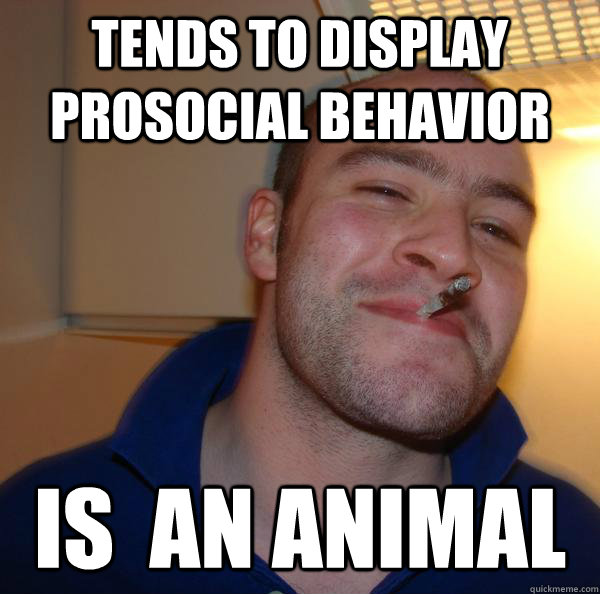 Tends to display prosocial behavior Is  an animal - Tends to display prosocial behavior Is  an animal  Misc