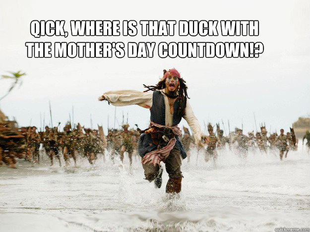 Qick, where is that duck with the mother's day countdown!?  Jack Sparrow