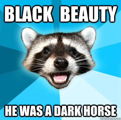 BLACK  BEAUTY HE WAS A DARK HORSE - BLACK  BEAUTY HE WAS A DARK HORSE  Lame Pun Coon