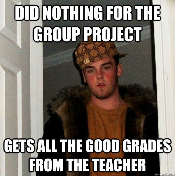 Did nothing for the group project Gets all the good grades from the teacher  Scumbag Steve