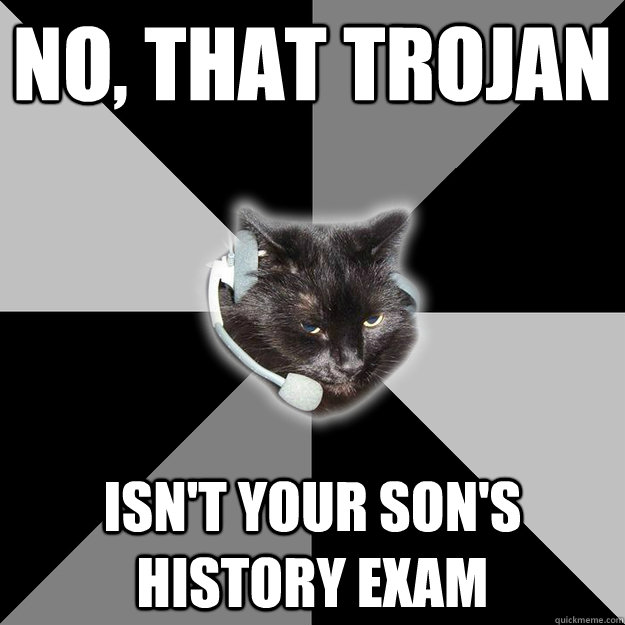 No, that trojan isn't your son's history exam  