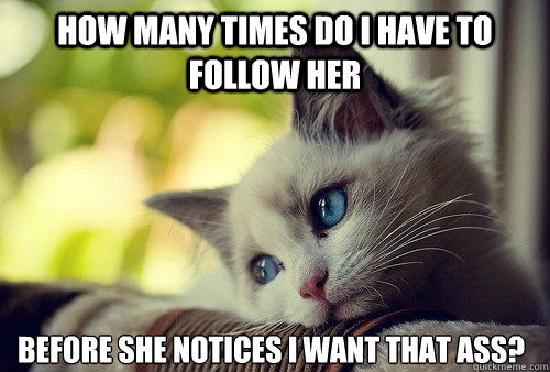 how many times do i have to follow her before she notices i want that ass?  First World Problems Cat