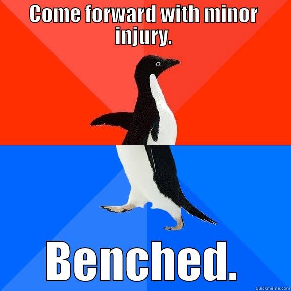 Hurricanes Football - COME FORWARD WITH MINOR INJURY. BENCHED. Socially Awesome Awkward Penguin