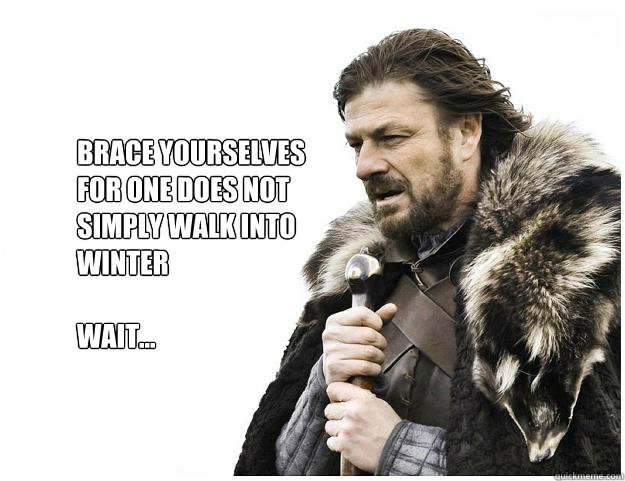 Brace yourselves
For one does not 
simply walk into 
winter

wait...  Imminent Ned